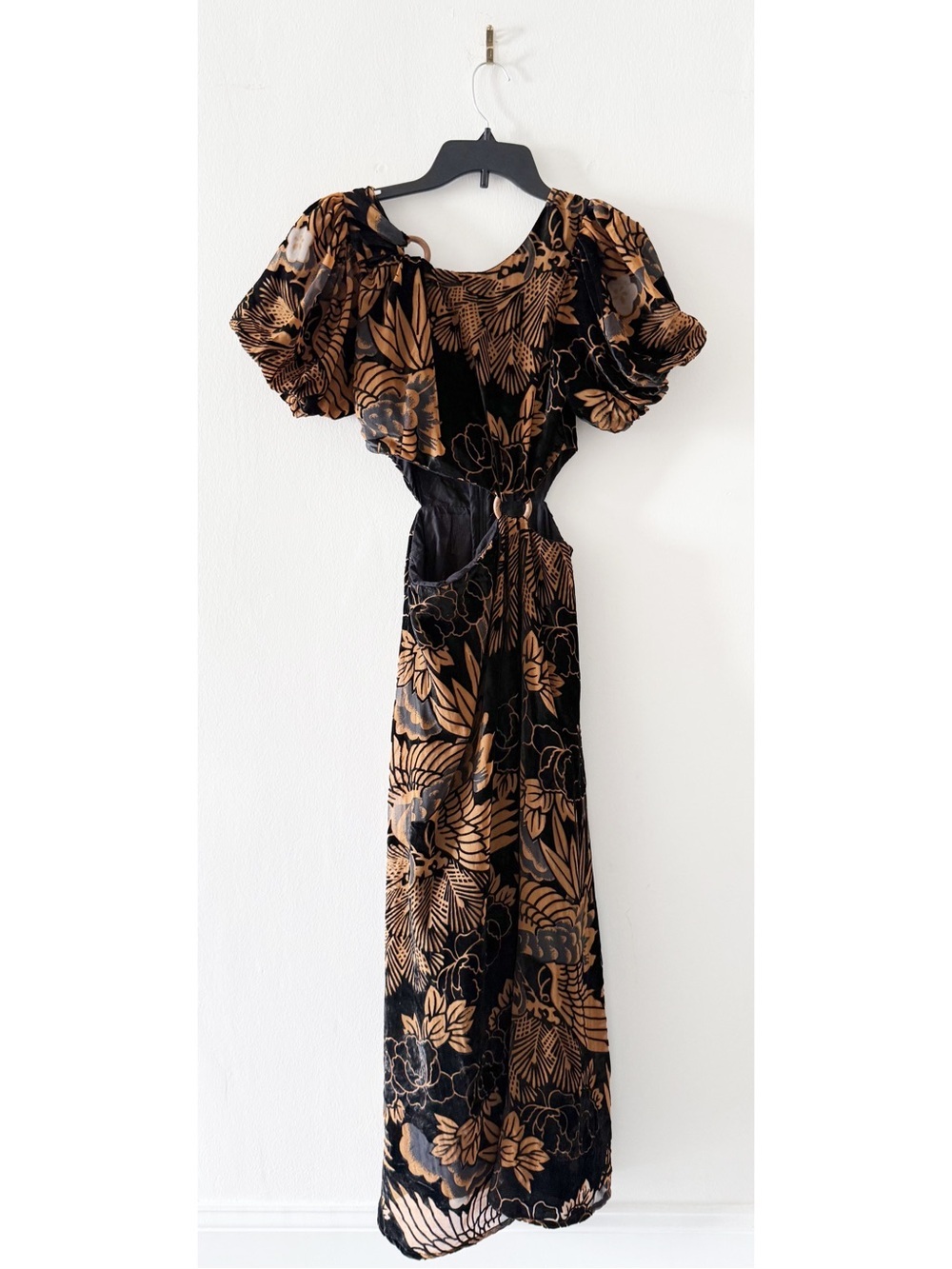 Anthropologie Let Me Be Burnout Velvet Cutout Maxi Floral Dress Size XS